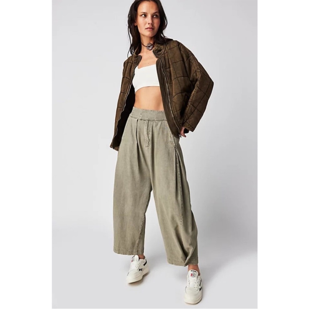 Free People Cool Harbor Wide Leg Denim Pants In Serpent - Picture 2 of 15